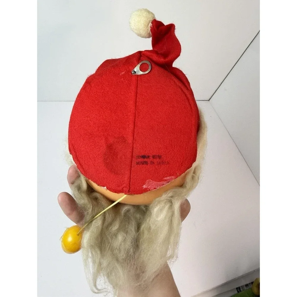 Vintage Santa Claus Head Face Musical Pull String‎ Works Japan NEEDS CLEANING